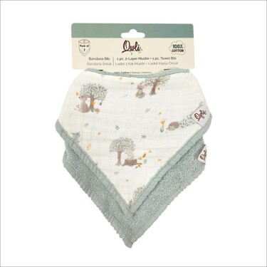 Owli 2 Kat Müslin Havlu Bandana Önlük 2'li Set Forest - 7