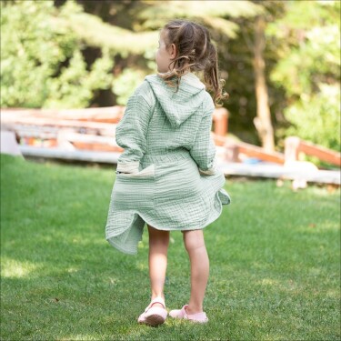 Owli LoveLayers 4 Kat Müslin Bornoz Mint Yeşili - 5