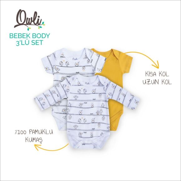 Owli Bebek Body 3'lü Set Early Birds - 2