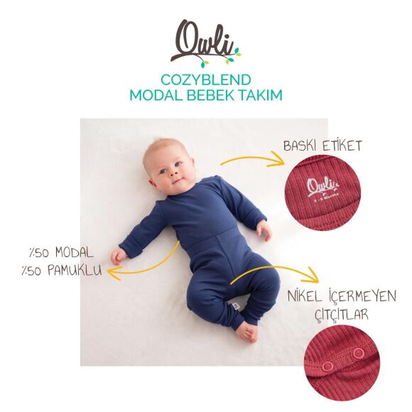 Owli CozyBlend Modal Bebek Takım Mavi - 2