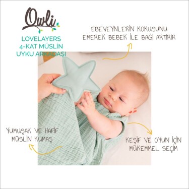Owli LoveLayers Müslin Uyku Arkadaşı Mint Yeşili - Owli (1)