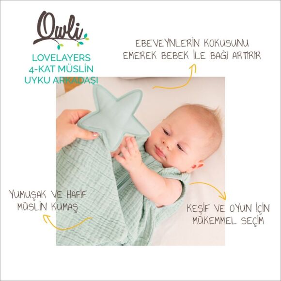 Owli LoveLayers Müslin Uyku Arkadaşı Mint Yeşili - 2