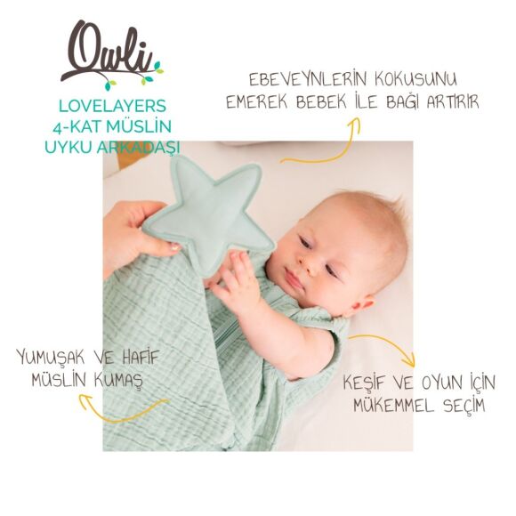 Owli LoveLayers Müslin Uyku Arkadaşı Mint Yeşili - 9