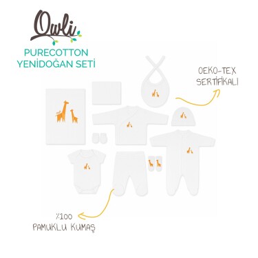 Owli PureCotton Yenidoğan Seti - 10 Parça Lil Giraffe - Owli (1)