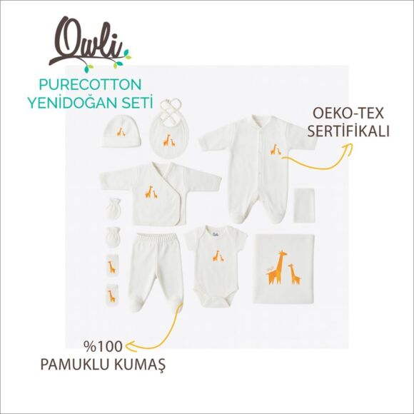 Owli PureCotton Yenidoğan Seti - 10 Parça Lil Giraffe - 2