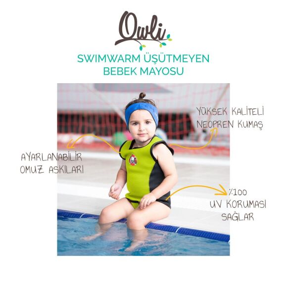 Owli Swimwarm Üşütmeyen Bebek Mayosu Neon Sarı - Siyah - 2