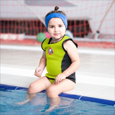 Owli Swimwarm Üşütmeyen Bebek Mayosu Neon Sarı - Siyah 