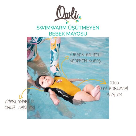 Owli Swimwarm Üşütmeyen Bebek Mayosu Sarı - Siyah - 2