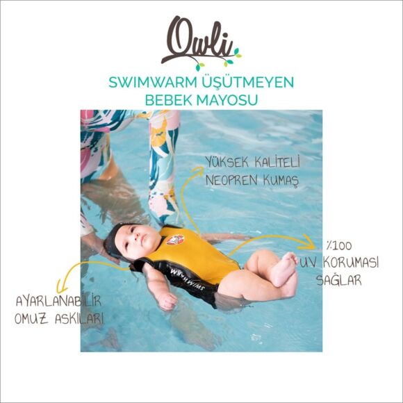 Owli Swimwarm Üşütmeyen Bebek Mayosu Sarı - Siyah - 2