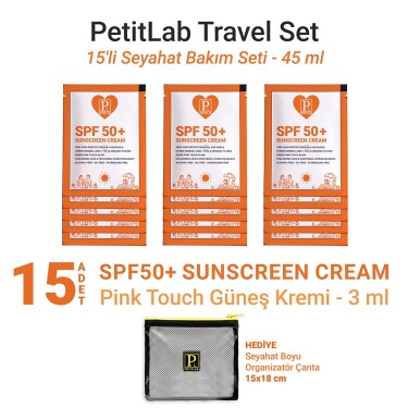 PetitLab Travel Set 15'li Şase Güneş Kremi *Organizatör Çanta Hediyeli - 1