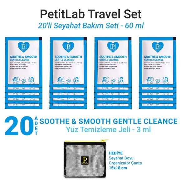 PetitLab Travel Set 20'li Şase Yüz Temizleme Jeli *Organizatör Çanta Hediyeli - 1
