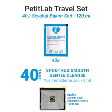 PetitLab Travel Set 40'lı Şase Yüz Temizleme Jeli *Organizatör Çanta Hediyeli - PetitLab